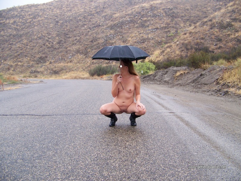 Naked in the rain